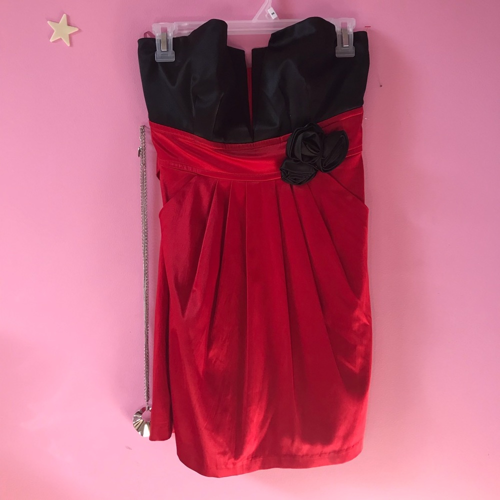 Red and Black short dress